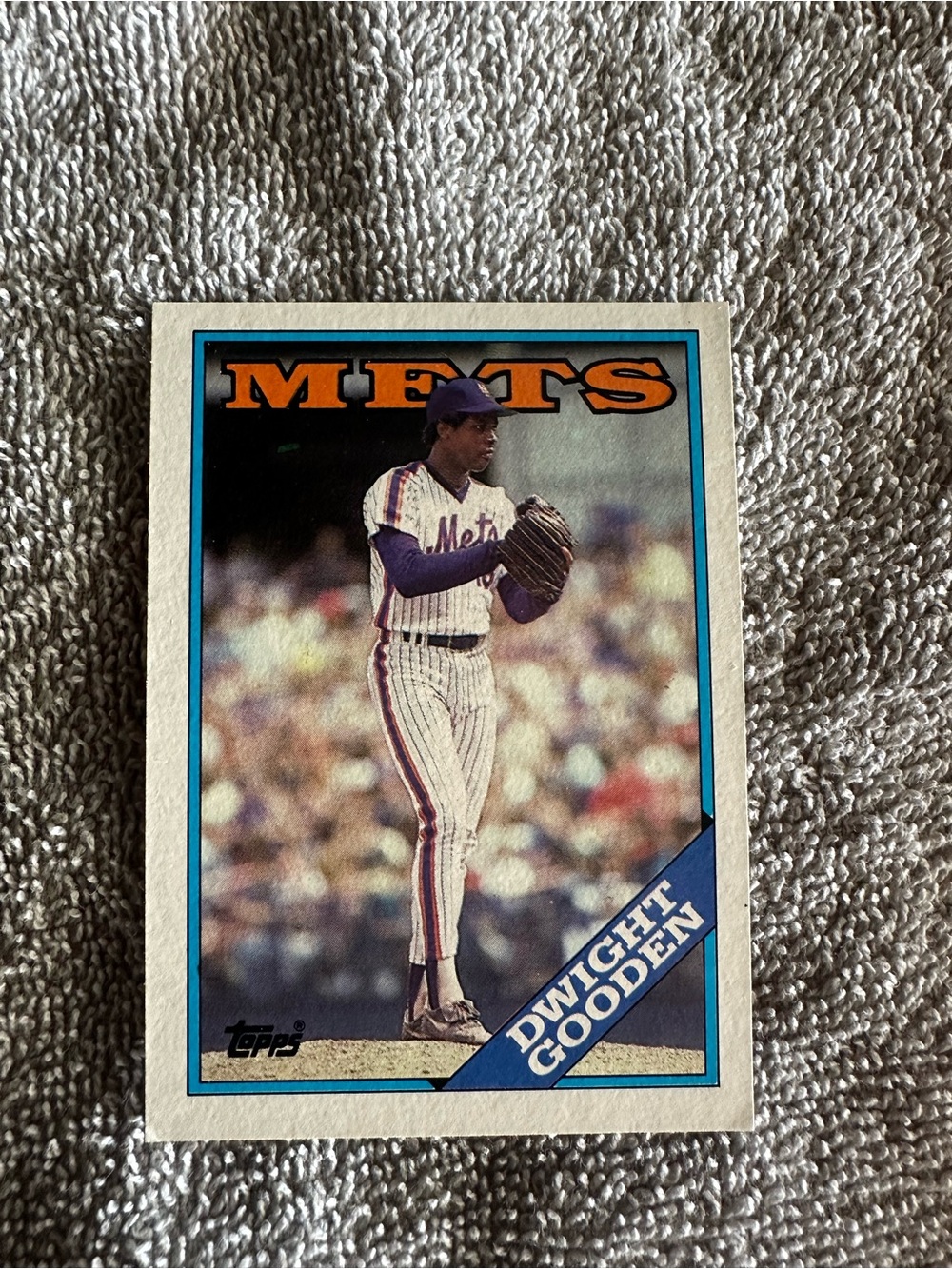 Dwight Gooden 1980s Mets Baseball Card - Blue & Orange Accents